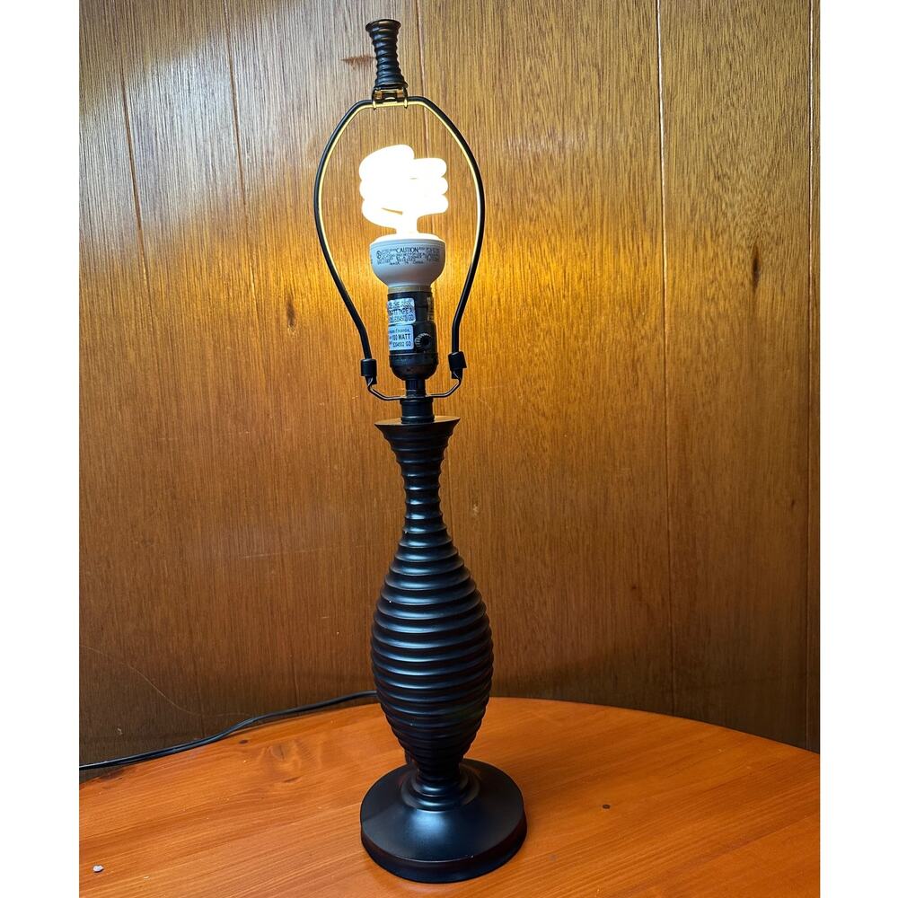 Vintage Pier 1 Dark Brown/Black Ribbed Table Lamp